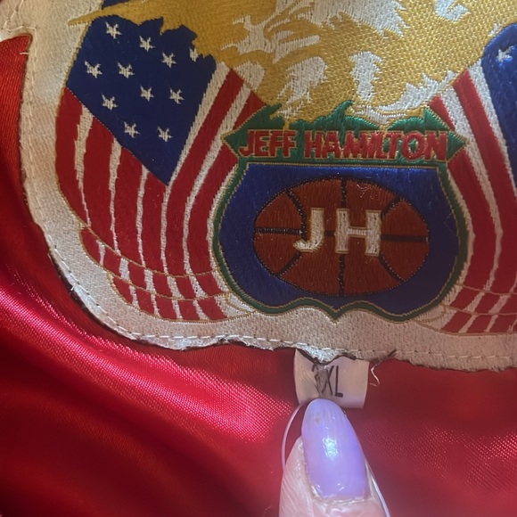 Rare!! W/Tags Men’s Jeff Hamilton Wool & Leather NBA Bomber Jacket. 3XL! Vintage - Picture 15 of 17